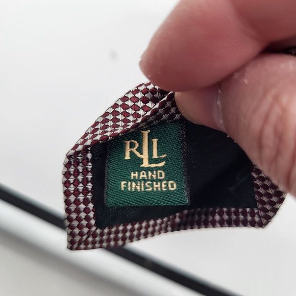 Vintage Lauren Ralph Lauren Red Print Tie Silk USA - Picture 8 of 9